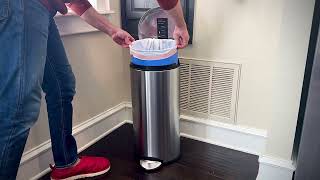 simplehuman 30 Liter  8 Gallon Round Step Trash Can Brushed Stainless Steel REVIEW [upl. by Valentino]