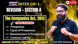 CMA Inter Companies Act Prospectus Type Misstatement amp Punishment Revision  Prof Nitin Bhardwaj [upl. by Borchert]