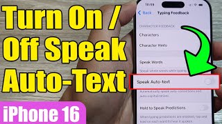 🔊 How to Turn OnOff Speak AutoText for Spoken Content on iPhone 1616 Pro Max [upl. by Ekihc483]