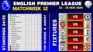 PREMIER LEAGUE FIXTURES  Matchweek 12  EPL Table Standings Today  EPL Fixtures Today 2425 [upl. by Charis]