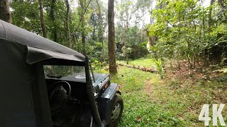 POV Off Road  36 year Old Mahindra Jeep  Clearing Obstacles on the Way  4K  ASMR  Rubber Plants [upl. by Jacquelin]