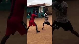 Ayomide Atanda small champion on speed padwork with being blindfolded boxeo boxing sparring [upl. by Einnahpets]