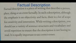 English Class 6 FACTUAL DESCRIPTION [upl. by Nanerb]