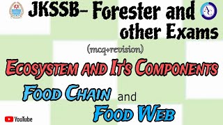 ECOSYSTEM ITS COMPONENTSFOOD CHAIN FOOD WEBMCQ CUM REVISIONJKSSB FAA [upl. by Eltotsira]