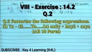 Class 8 Ex 141 Q2 Factorise the following expressionsi 7x – 42ii 6p – 12q [upl. by Marne]