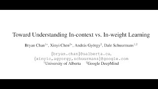 Toward Understanding Incontext vs Inweight Learning [upl. by Marvella]