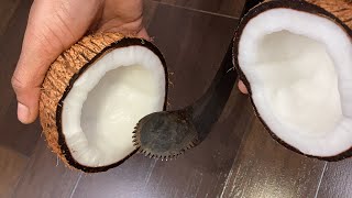 How To Grate Coconut  Coconut Grating Easy Method  Coconut Scraping  Satisfying Video [upl. by Alletsyrc]