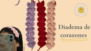 Diadema de corazones Tutorial crochet [upl. by Lanni817]