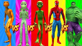 dame tu cosita vs Patila vs me kemaste vs hulk vs spiderman 👽 green alien dance 👽 [upl. by Ahsote758]