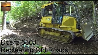 John Deere 550J Dozer  Reclearing an Old Road [upl. by Einapets158]