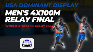 Mens 4x100m Relay Final  USA Dominant Display Highlights  WORLD ATHLETICS RELAYS Bahamas 2024 [upl. by Mada]