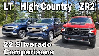 2022 Refreshed Chevy Silverado LT vs High Country vs ZR2 [upl. by Barber]