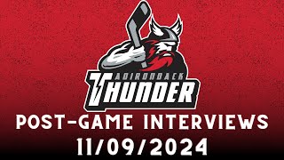 PostGame Interviews Adirondack Thunder vs Norfolk Admirals 11092024 [upl. by Nairb972]