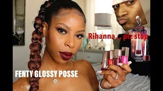 Fenty Glossy Posse Review Gloss Bomb Try on Session [upl. by Rehpotsirhk]