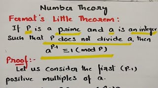 btechmathshub 7050 Fermats Little Theorem Proof Number Theory Discrete Mathematics  MFCS [upl. by Eliam47]