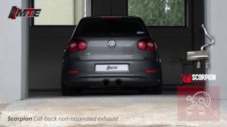 MTE  Volkswagen Golf Mk5 R32 V6 184kW  Scorpion catback resonated vs nonresonated exhaust [upl. by Adnamar]