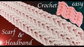 Como tejer a Crochet bufanda y diadema punto encaje en relieve tejido tallermanualperu [upl. by Ardelle]