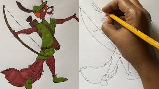 Draw Robinhood the cartoon Fox from Disney Robinhood movie [upl. by Elletse900]