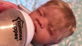 Feeding amp Changing Joel  18quot Vollence Silicone Baby Boy Doll  Requested Video [upl. by Martell131]