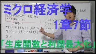 【ミクロ経済学】1章7生産関数と利潤最大化 [upl. by Laenahtan]