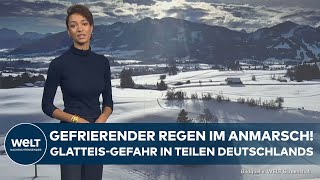 WETTER Vorsicht Gefrierender Regen sorgt für Glatteis Winter legt in Deutschland eine Pause ein [upl. by Elodia133]