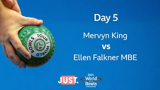 2021 World Indoor Bowls Championships  Day 5 Session 1 Mervyn King vs Ellen Falkner MBE [upl. by Yhtur544]