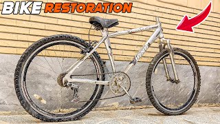 Transforming A Trash Bike Into A Epic Black and white Mountain Bike BIKE RESTORATION [upl. by Jeniffer]