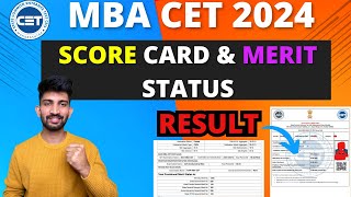 MBA CET Score Card and Merit Status 2024  MBA CET Results 2024 [upl. by Adlecirg]