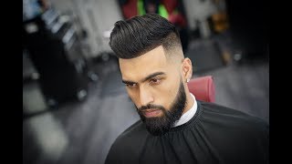 MENS POMPADOUR  MID FADE  HAIRCUT TUTORIAL [upl. by Etessil]