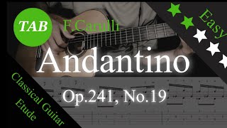 【クラシックギターTab】Andantino（Op241 No19）  FCarulli【Classical guitar etude】 [upl. by Erbua]