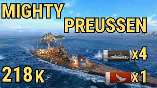 🇩🇪 Mighty Preussen  218K Damage 1 Kill and 4 Citadel on the Atlantic  World of Warships [upl. by Eiramyllek]