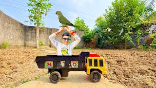 Tata truck big parrot loading  dumper truck trolley parrot loading gift for kids toy video 2024 [upl. by Rocca]