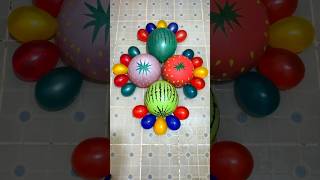 Create Beautiful Water Colorful By Big Watermelon Strawberry and 20 Mini Balloons Pop Reverse ASMR [upl. by Modestia]