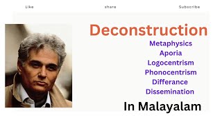 Deconstruction Explained in Malayalam Key Terms Derrida [upl. by Llesirg]