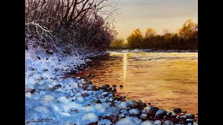 Watercolor painting tutorial  Snowy Scene [upl. by Qidas239]