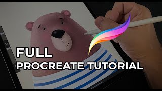 FULL Procreate Drawing Tutorial  Bear Illustration procreate [upl. by Zurek]