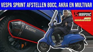 VESPA SPRINT AFSTELLEN MET 80CC CILINDER EN AKRAPOVIC UITLAAT VOL GAS MET JOEY [upl. by Etteiram495]