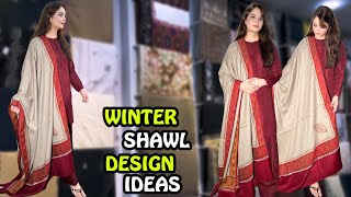 Farshi Shalwar Kameez Winter Shawl Dress Design Ideas  Pashmina Karndi Wool Shawal Design [upl. by Ephram]