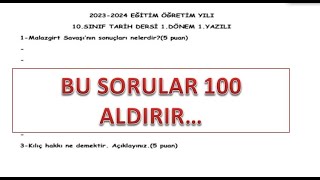 10SINIF TARİH 1DÖNEM 1YAZILI [upl. by Yesiad]