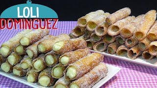 Cañas fritas con y sin relleno de crema pastelera Súper crujientes Loli Domínguez  Semana Santa [upl. by Erdman]