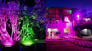 SHOPLED 2 Pack 100W RGB LED Flood Light Bluetooth Smart Outdoor Color Changing Led Floodlights [upl. by Isabea]