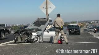 CAR CRASHES INTO POLICE CAR [upl. by Lisetta]