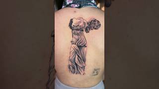 Winged Victory Statue Tattoo🪽🏆 tattoo tattooartist tattooer [upl. by Euqinwahs]