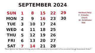 September Calendar 2024 [upl. by Nhojleahcim]