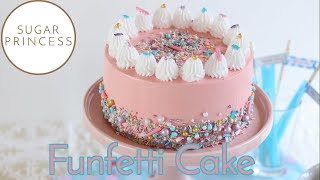 Wunderhübsche einfache Konfetti Geburtstagstorte  Funfetti Cake  Rezept von Sugarprincess [upl. by Aneelahs]