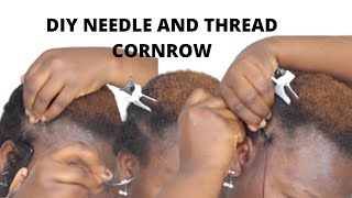 DIY Needle and Thread CornrowThread Flat Twists [upl. by Araiet]