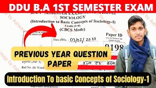 DDU  SOC102  Previous Year Paper  Introduction To basic Concepts of Sociology  BA 1st Semester [upl. by Natassia20]