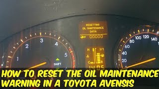 Toyota Avensis Service Warning Reset [upl. by Eresed]