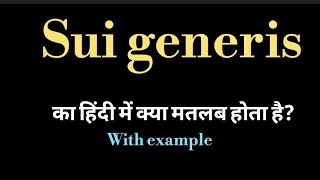 Sui generis meaning l meaning of sui generis l sui generis ka matlab Hindi mein kya hota hai l voc [upl. by Rekcut]