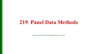 219 Panel Data Methods [upl. by Anniroc106]